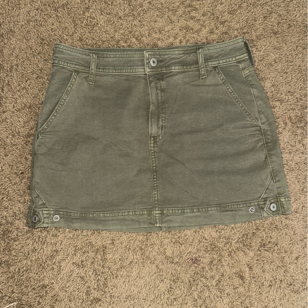 Olive Green Denim Skirt